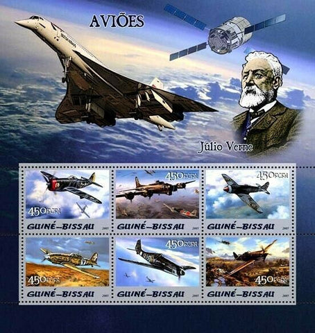 Jules Verne Stamp Concorde Airplane Transport Aviation Stamp S/S MNH #3093-3098