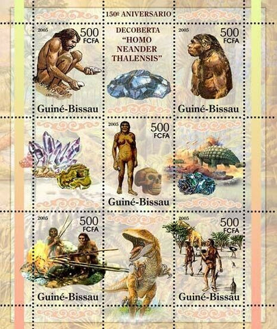Man Stamp Neanderthal Man Prehistoric Humans Animals Minerals S/S MNH #3149-3153