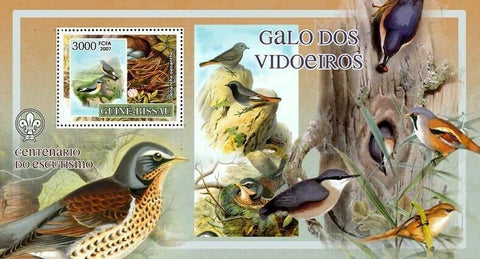 Bird Stamp Northern Wheatear Bird Scouting Scout S/S MNH #3610 / Bl.607