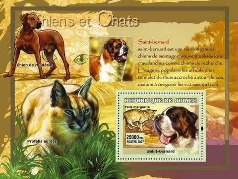 Dog Stamp Saint Bernard St. Bernard Pet Breed Cat S/S MNH #4750 / Bl.1204