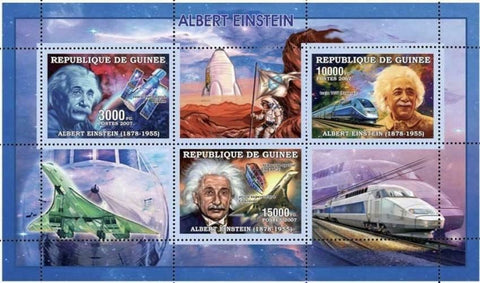 Albert Einstein Stamp Concorde Train Space Rocket Transportation S/S MNH #4287