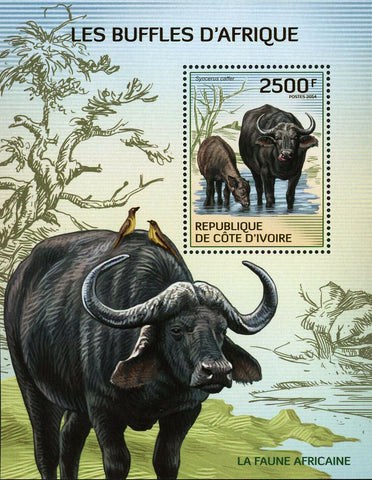 Buffalos Stamp Syncerus Caffer Wild Animal S/S MNH #1588 / Bl.204