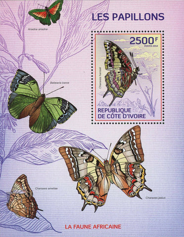 Butterfly Stamp Butterflies Charaxes Jasius Ariadne Bebearia Barce S/S MNH