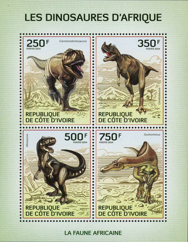 Dinosaurs Stamp Allosaurus Carcharodontosaurus Ceratosaurus Suchomimus S/S MNH