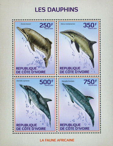 Dolphin Stamp Sousa Teuszii Steno Bredanensis Stenella Clymene S/S MNH