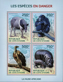 Endangered Species Stamp Monkey Hippo Wild Animal S/S MNH #1619-1622