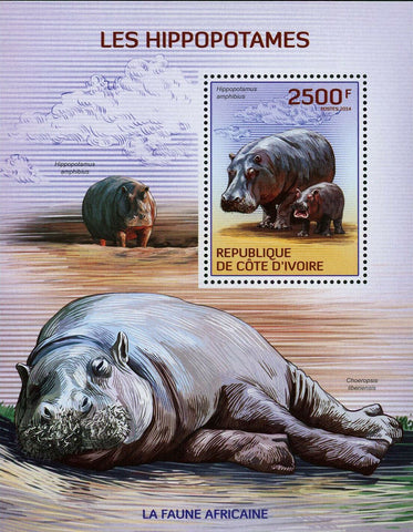 Hippopotamus Stamp Hippo Hippopotamus Amphibius Choeropsis Liberiensis S/S MNH
