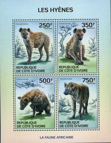 Hyenas Stamp Wild Animal Crocuta Crocuta S/S MNH #1589-1592