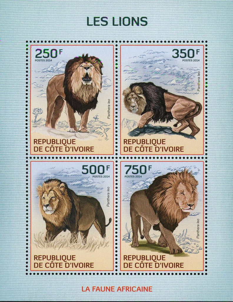 Lion Stamp Panthera Leo Wild Animal African Fauna S/S MNH #1599-1602