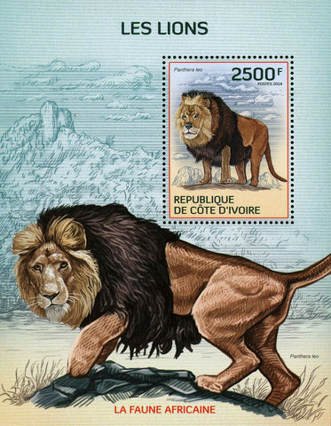 Lion Stamp Panthera Leo Wild Animal African Fauna S/S MNH #1603 / Bl.207