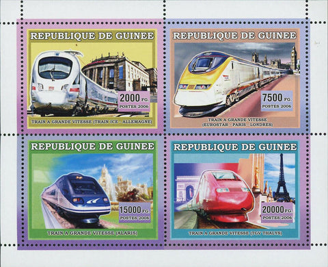 Train Stamp High Speed German Ice Alaris TGV Eurostar S/S MNH #4393-4396