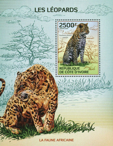 Leopards Stamp Panthera Pardus Pardus African Fauna S/S MNH #1598 / Bl.206
