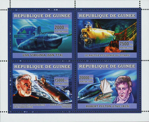Submarines Stamp USS Virginia Nautile Typhoon Sean Connery S/S MNH #4417-4420