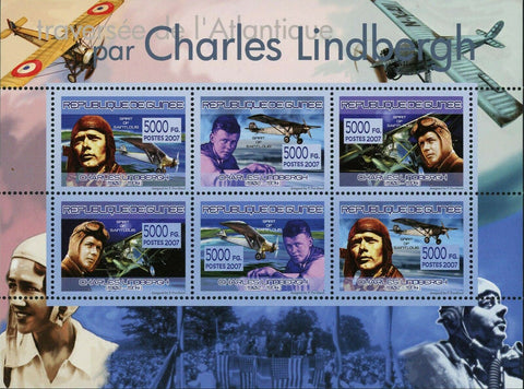 Charles Lindbergh Stamp Spirit of Saint Louis Airplane Pilot S/S MNH #5232-5237