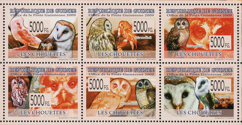 Owls Stamp Bird Tyto Alba Strix Woodfordi Strix Aluco S/S MNH #6424-6429