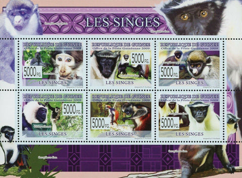 Monkeys Stamp Cercopithecus Diana Procolobus Verus Colobus Vellerosus S/S MNH