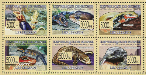 Lizards Stamp Hemidactylus Mabouia Riopa Fernandi Varanus Exanthematicus S/S MNH