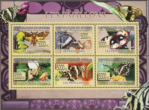 Butterflies Stamp Acheronita Atropos Charaxes Pollux Papilio Dardanus S/S MNH