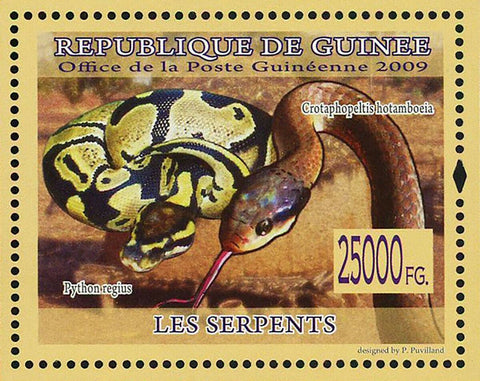 Snakes Stamp Python Regius Crotaphopeltis Hotamboeia Reptiles S/S MNH #6417