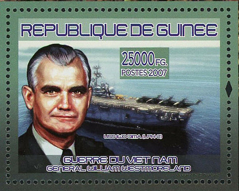 Vietnam War Stamp Uss Iwo Jima Lph-2 Ship Stamp William Westmoreland S/S MNH