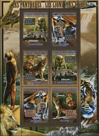 Wild Animal Stamp Panther Lions Tigers Panthera Leo S/S MNH #5589-5594