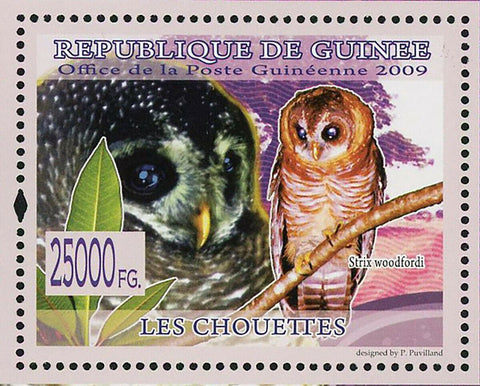 Owls Stamp Bird Strix Woodfordi Scotopelia Peli Tyto Alba S/S MNH #643 /Bl.1667