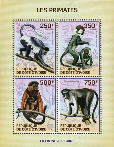 Primates Stamp Colobus Polykomos Cercocebus Torquatus S/S MNH #1614-1617