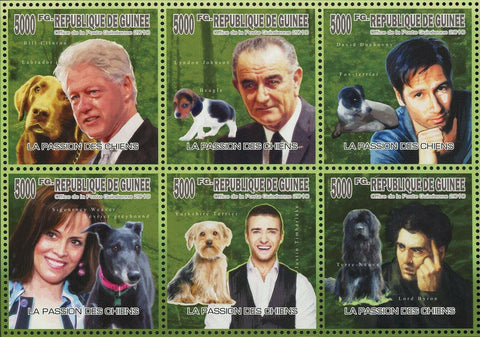 Dogs Stamp Labrador Beagle Fox-terrier Yorkshire Justin Timberlake Bill Clinton