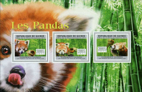 Red Pandas Stamp Ailurus Fulgens Wild Animal S/S MNH #8897-8899