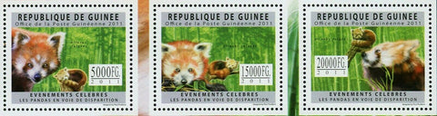 Red Pandas Stamp Ailurus Fulgens Wild Animal S/S MNH #8897-8899