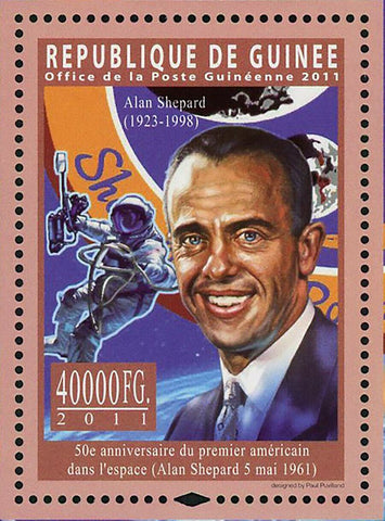 Space Stamp Alan Shepard Spaceship Rocket Grumman F-11 Tiger S/S MNH #8452