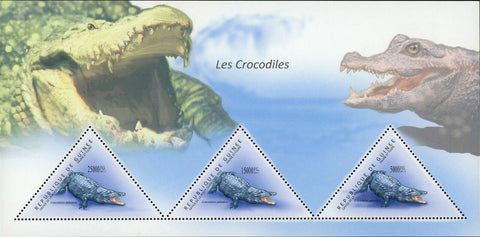 Crocodiles Stamp Crocodylus Palustris Wild Animal S/S MNH #8623-8625 / Bl.1989