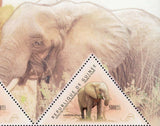 Elephants Stamp Loxodonta Africana Wild Animal S/S MNH #8718-8720 / Bl.1999