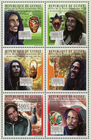 Bob Marley Stamp Singer Reggae Music Artist S/S MNH #8737-8742