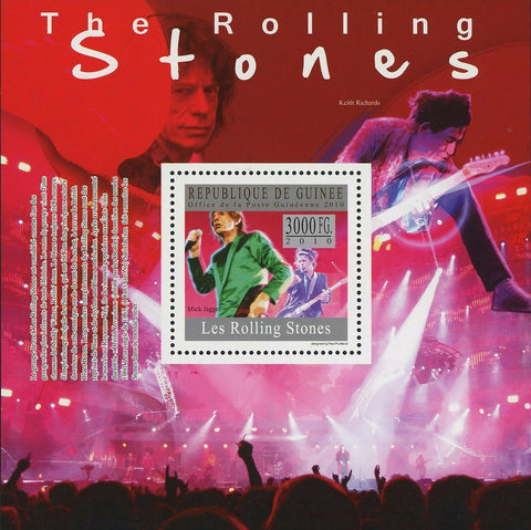 The Rolling Stones Stamp Mick Jagger Keith Richards S/S MNH #7438 / Bl.1814