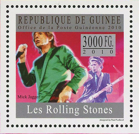 The Rolling Stones Stamp Mick Jagger Keith Richards S/S MNH #7438 / Bl.1814