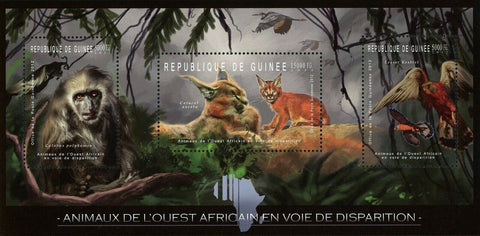 Wild Animals Stamp Colobus Polykomos Caracal Aurata Lesser Kestrel S/S MNH #9176