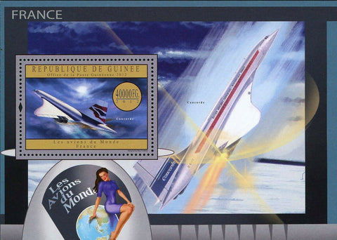 Planes of France Concorde Airplane Aviation S/S MNH #9575 / Bl.2176