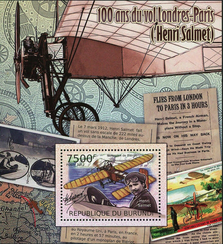 Henri Salmet & Aircrafts Stamp 100th Anniversary of Flight London-Paris S/S MNH