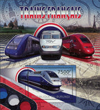 French Trains Stamp TGV Duplex Transportation Locomotive S/S MNH #2457 / Bl.221