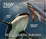 Orcas and Sharks Stamp Orcinus Orca Carcharodon Carcharias S/S MNH #2599/Bl.243