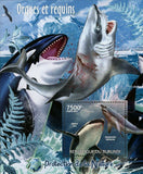 Orcas and Sharks Stamp Orcinus Orca Carcharodon Carcharias S/S MNH #2599/Bl.243