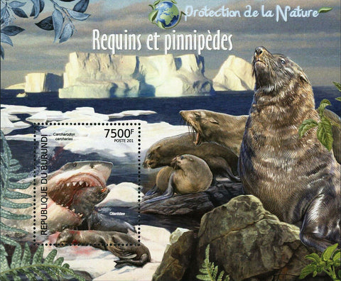 Sharks & Pinnipeds Stamp Carcharodon Carcharias Otariidae S/S MNH #2554 /Bl.234