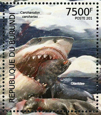 Sharks & Pinnipeds Stamp Carcharodon Carcharias Otariidae S/S MNH #2554 /Bl.234