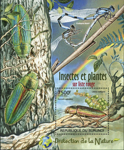 Insects Stamp Buprestis Splendens Enallagma Deserti Latania Loddigesii S/S MNH