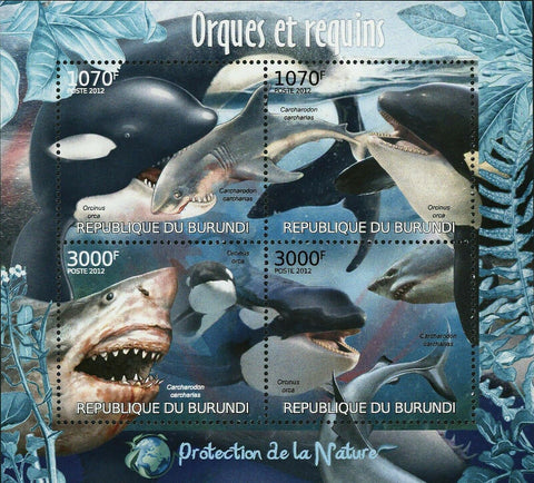 Orcas and Sharks Stamp Orcinus Orca Carcharodon Carcharias S/S MNH #2595-2598