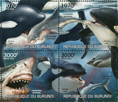 Orcas and Sharks Stamp Orcinus Orca Carcharodon Carcharias S/S MNH #2595-2598