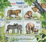 Mammals Stamp Panthera Tigris Panthera Leo Equus Quagga Ceratotherium Simum S/S