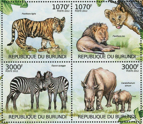 Mammals Stamp Panthera Tigris Panthera Leo Equus Quagga Ceratotherium Simum S/S