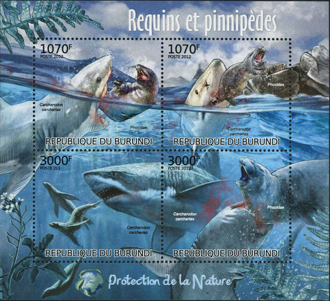 Sharks & Pinnipeds Stamp Carcharodon Carcharias Phocidae S/S MNH #2550-2553